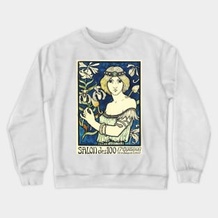 SALON DES CENT Vintage French Art Exposition Art Poster by Paul Berthon Crewneck Sweatshirt